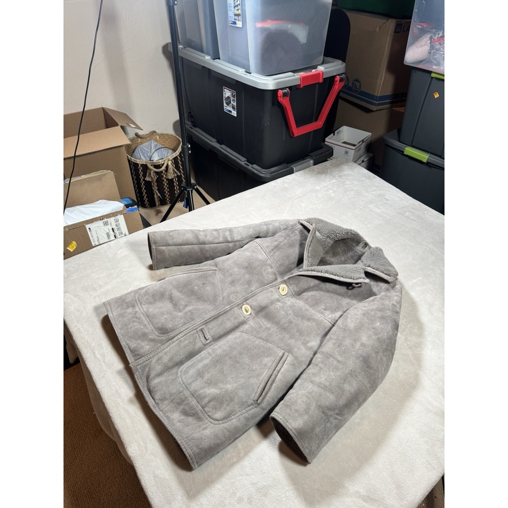 The Sheepherder Sheepskin Sherpa Coat Size S-M Gray Breckenridge Colorado - Picture 2 of 8